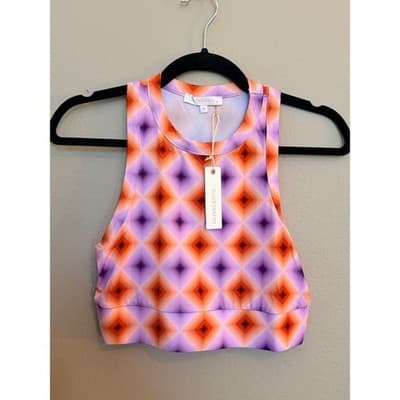 Olivaceous Silky Summer Crop Sunburst Tank Top Purple Orange Medium NWT - Thumbnail 2