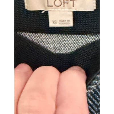 LOFT Women's Elastic Waist A-Line Cotton Blend Tweed Mini Skirt Gray XS - Thumbnail 6