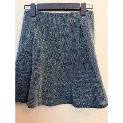 LOFT Women's Elastic Waist A-Line Cotton Blend Tweed Mini Skirt Gray XS - Thumbnail 7