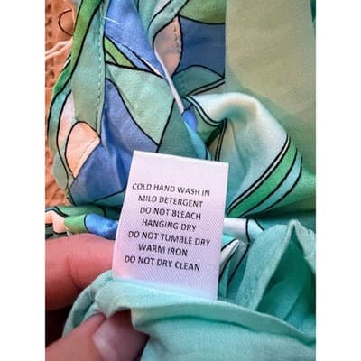 Olivaceous Halter Top Medium Green Blue Abstract Print Tie Summer Crop NWT - Thumbnail 10