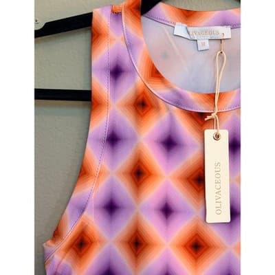Olivaceous Silky Summer Crop Sunburst Tank Top Purple Orange Medium NWT - Thumbnail 6