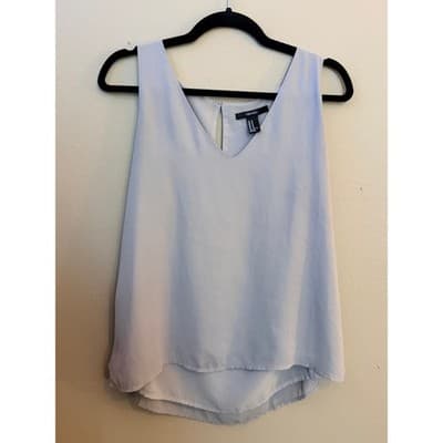 Forever 21 V Neck High Low Hemline Flowy Sleeveless Tank Top Gray Medium NWOT - Thumbnail 2