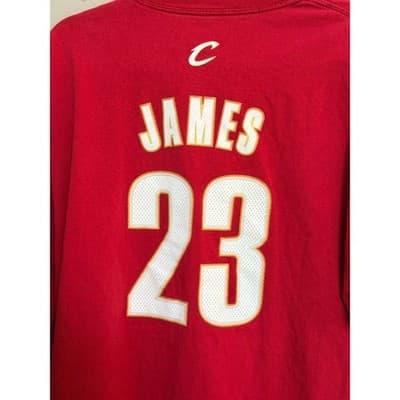 LeBron James Cleveland Cavaliers #23 Adidas Short Sleeve T Shirt 2XL Red NBA - Thumbnail 8