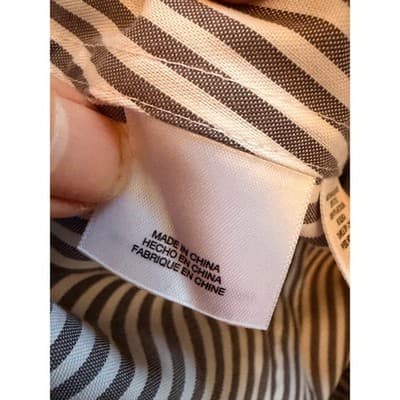 Anne Klein Pinstripe Button Front Blouse Gray White Women’s Medium - Thumbnail 9
