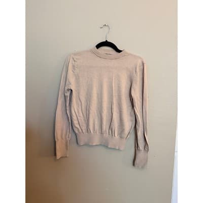 Forever 21 Women’s Lightweight Ribbed Trim Long Sleeve Sweater Beige S - Thumbnail 2