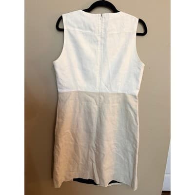Neiman Marcus Linen Shift Colorblock Front Slit Mini Dress Black M NWOT - Thumbnail 7