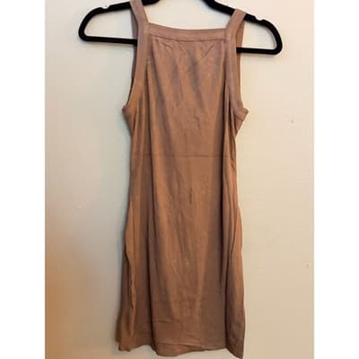 Olivaceous Bodycon Open Back Summer Minimalist Chic Tank Dress Brown M NWT - Thumbnail 3