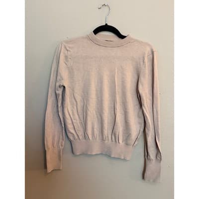 Forever 21 Women’s Lightweight Ribbed Trim Long Sleeve Sweater Beige S - Thumbnail 3