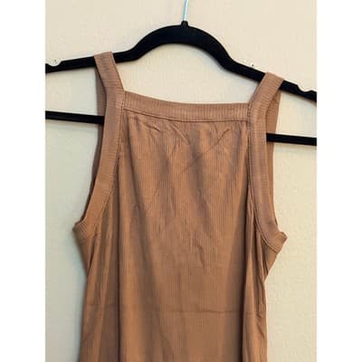 Olivaceous Bodycon Open Back Summer Minimalist Chic Tank Dress Brown M NWT - Thumbnail 4