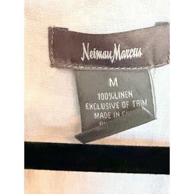 Neiman Marcus Linen Shift Colorblock Front Slit Mini Dress Black M NWOT - Thumbnail 4