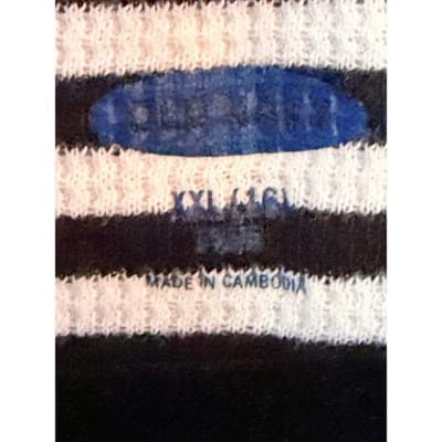 Old Navy Stripe Ribbed Waffle Crew Black Long Sleeve T-Shirt Women’s XXL - Thumbnail 4