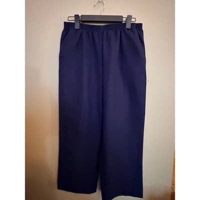 Alfred Dunner Women Pull On Pants Navy Elastic Waist Petite 14 Straight Leg EUC - Thumbnail 2