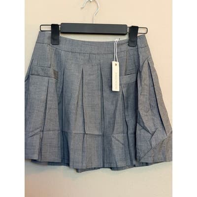 Olivaceous Pleated Lined Schoolgirl Preppy Chic Mini Skirt Gray Small NWT - Thumbnail 2