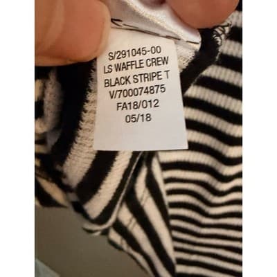 Old Navy Stripe Ribbed Waffle Crew Black Long Sleeve T-Shirt Women’s XXL - Thumbnail 9