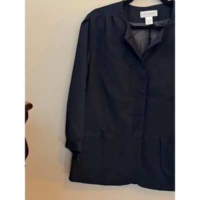 Estee Lauder Women's Collarless Design Three Quarter Sleeve Suit Jacket Black 18 - Thumbnail 5