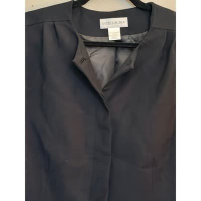 Estee Lauder Women's Collarless Design Three Quarter Sleeve Suit Jacket Black 18 - Thumbnail 4
