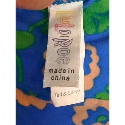 LuLaRoe Floral Spring Summer Wide Waistband Leggings Blue Green Tall Curvy - Thumbnail 5