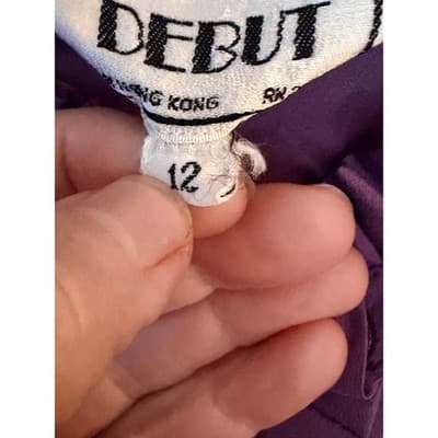 Debut Vintage Style Button Down Ruffled Collar Gathered Detailing Top Purple 12 - Thumbnail 7