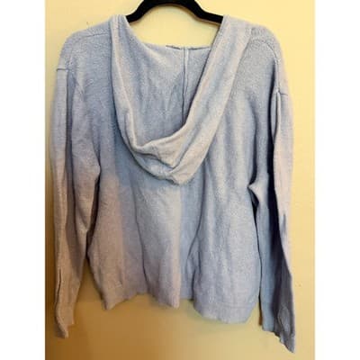 Rachel Zoe Fuzzy Hoodie Sweater Periwinkle V Neck Pullover Women’s XL - Thumbnail 6