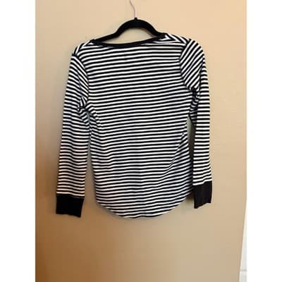 Old Navy Stripe Ribbed Waffle Crew Black Long Sleeve T-Shirt Women’s XXL - Thumbnail 6