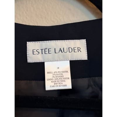 Estee Lauder Women's Collarless Design Three Quarter Sleeve Suit Jacket Black 18 - Thumbnail 7