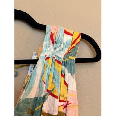 Blue Island Tropical Print Midi Dress Cover Up V Neck Multicolor Medium - Thumbnail 6
