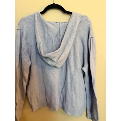 Rachel Zoe Fuzzy Hoodie Sweater Periwinkle V Neck Pullover Women’s XL - Thumbnail 5