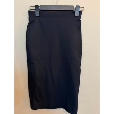 Zara Women's High Elastic Waistband Pull On Pencil Midi Skirt Black S - Thumbnail 2