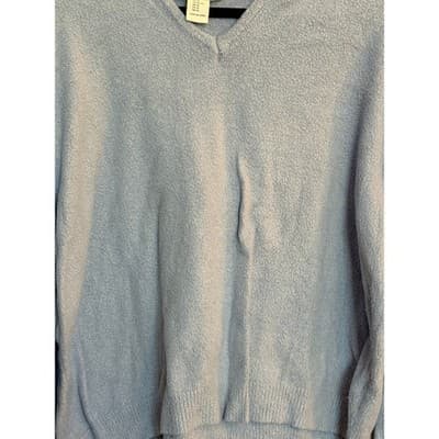 Rachel Zoe Fuzzy Hoodie Sweater Periwinkle V Neck Pullover Women’s XL - Thumbnail 2