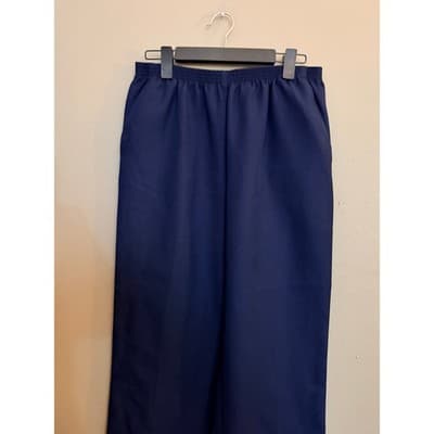 Alfred Dunner Women Pull On Pants Navy Elastic Waist Petite 14 Straight Leg EUC - Thumbnail 3