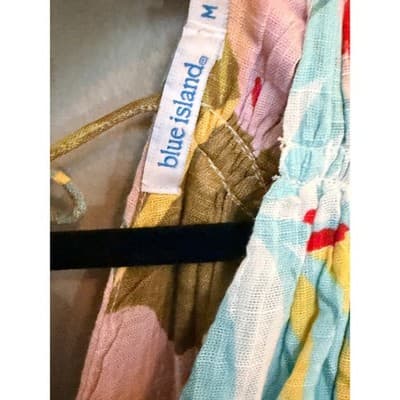 Blue Island Tropical Print Midi Dress Cover Up V Neck Multicolor Medium - Thumbnail 7