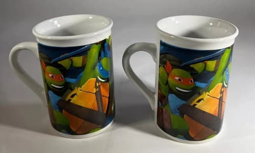 TMNT Teenage Mutant Ninja Turtles 2014 VIACOM Vintage Coffee Mug Set of 2 Cups - Thumbnail 2