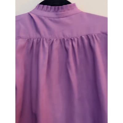 Debut Vintage Style Button Down Ruffled Collar Gathered Detailing Top Purple 12 - Thumbnail 11
