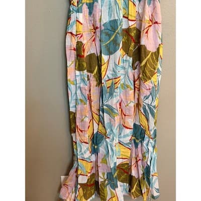 Blue Island Tropical Print Midi Dress Cover Up V Neck Multicolor Medium - Thumbnail 4