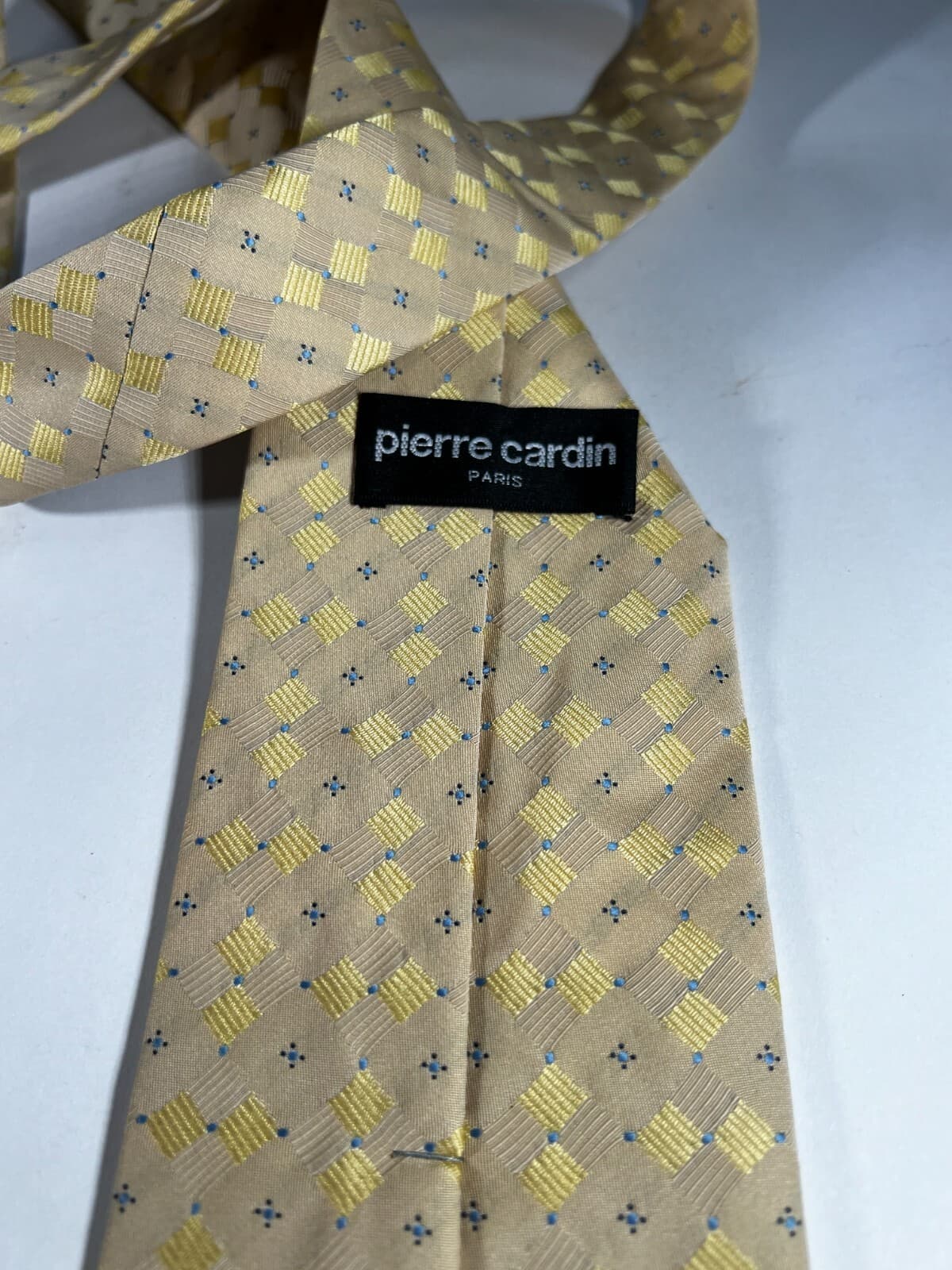 Pierre Cardin 100% Silk Tie Necktie Yellow Diamond Vintage - Thumbnail 3