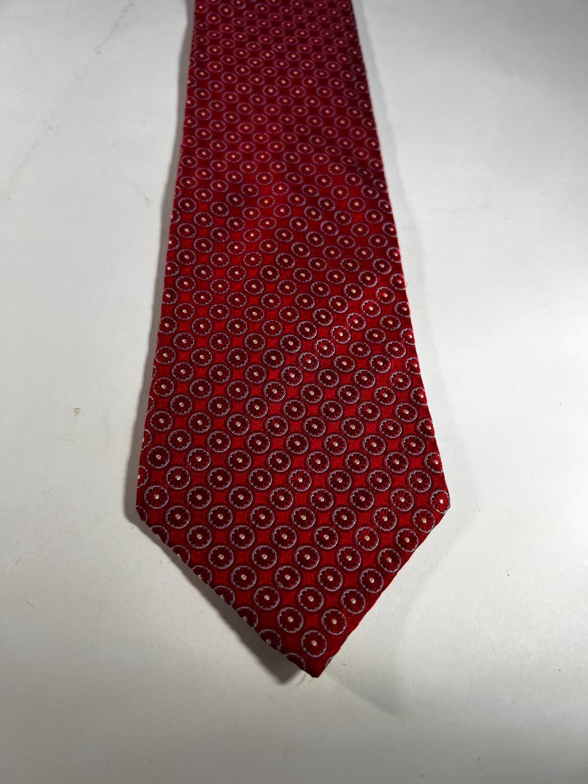 Tommy Hilfiger Necktie 100% Italian Silk Red Blue Vintage Tie - Thumbnail 3