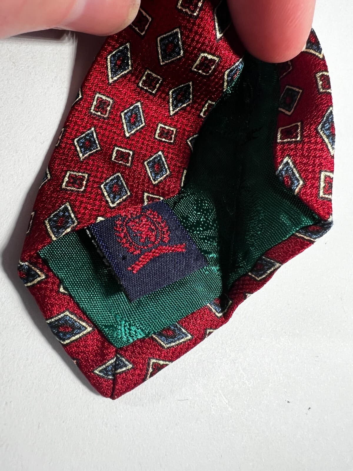 Tommy Hilfiger Necktie 100% Italian Silk Lion Crest Blue Tie - Thumbnail 11