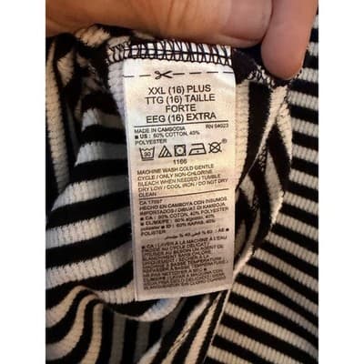 Old Navy Stripe Ribbed Waffle Crew Black Long Sleeve T-Shirt Women’s XXL - Thumbnail 8