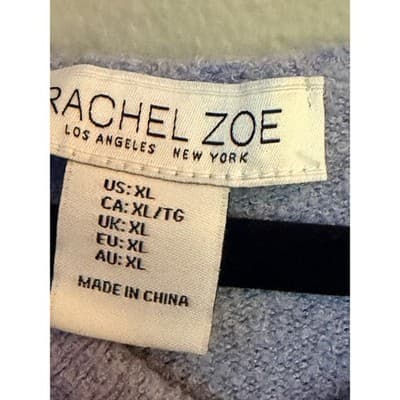 Rachel Zoe Fuzzy Hoodie Sweater Periwinkle V Neck Pullover Women’s XL - Thumbnail 4