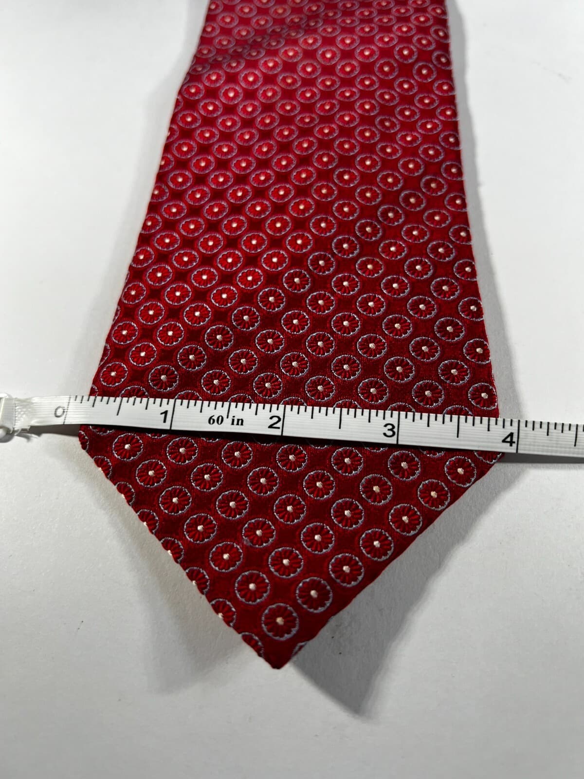 Tommy Hilfiger Necktie 100% Italian Silk Red Blue Vintage Tie - Thumbnail 6