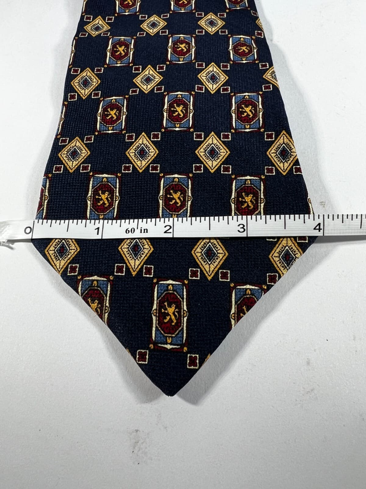 Tommy Hilfiger Necktie 100% Italian Silk Lion Crest Blue Tie - Thumbnail 7