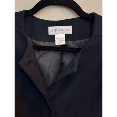 Estee Lauder Women's Collarless Design Three Quarter Sleeve Suit Jacket Black 18 - Thumbnail 6