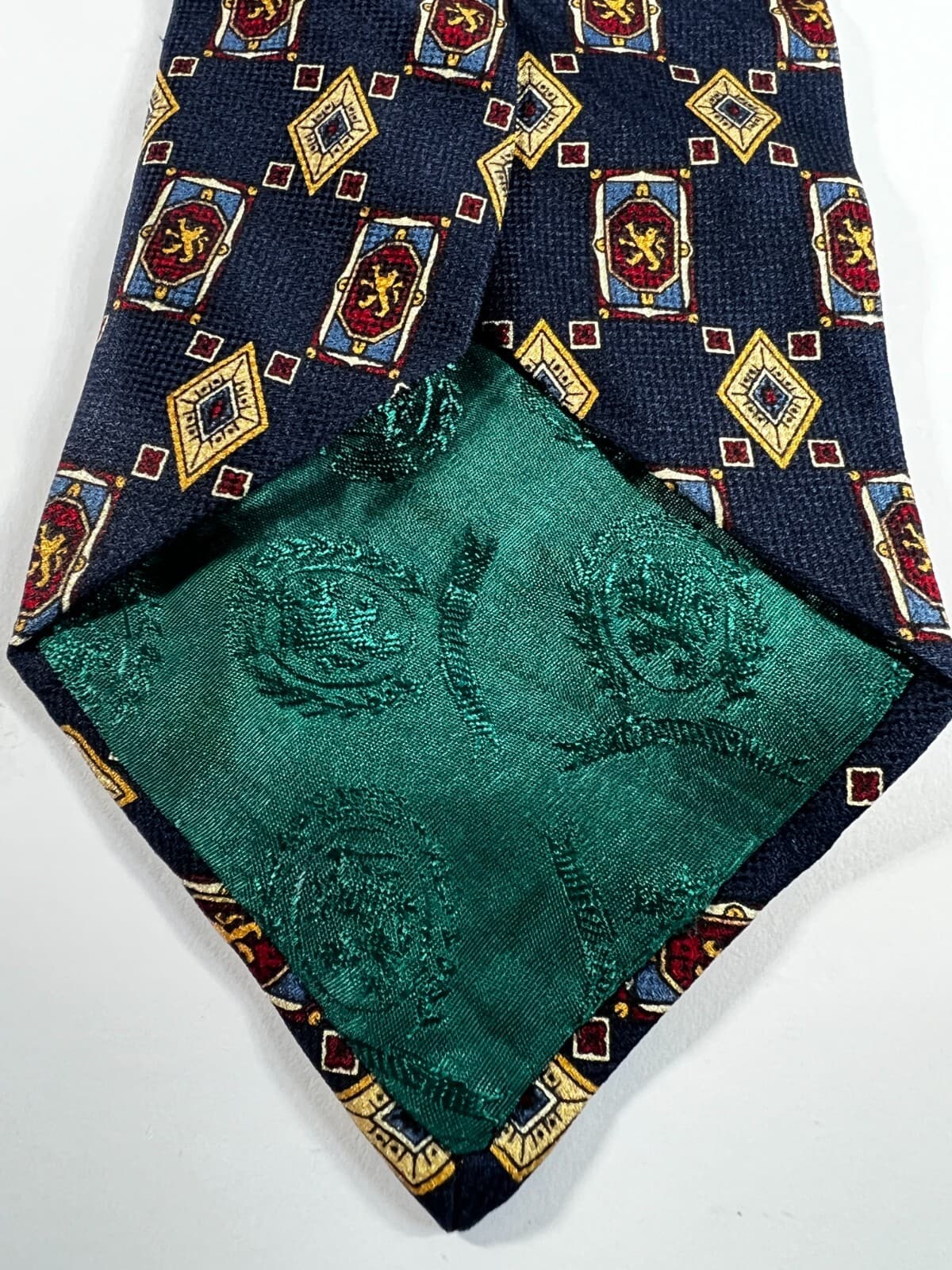 Tommy Hilfiger Necktie 100% Italian Silk Lion Crest Blue Tie - Thumbnail 5
