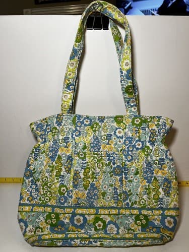 VERA BRADLEY Green Yellow Blue Petals Quilted Floral Tote Shoulder Bag Purse - Thumbnail 2