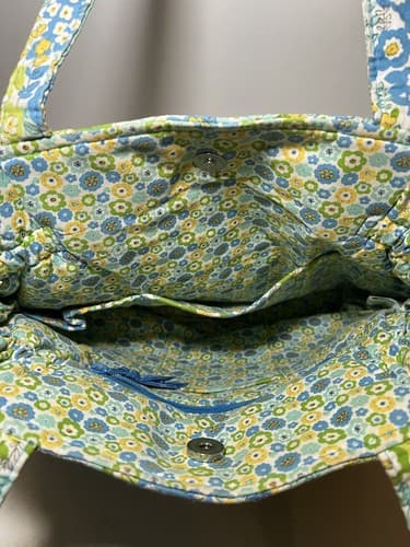 VERA BRADLEY Green Yellow Blue Petals Quilted Floral Tote Shoulder Bag Purse - Thumbnail 8