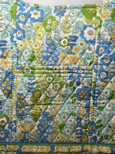 VERA BRADLEY Green Yellow Blue Petals Quilted Floral Tote Shoulder Bag Purse - Thumbnail 3