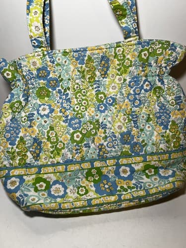 VERA BRADLEY Green Yellow Blue Petals Quilted Floral Tote Shoulder Bag Purse - Thumbnail 6