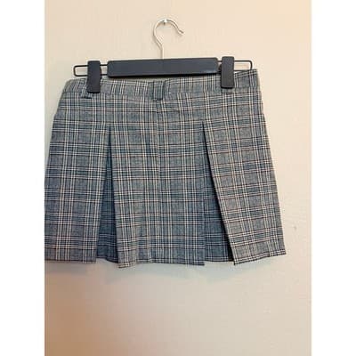 Olivaceous Women’s Plaid Mini Skirt Gray Green Black A-Line Pull On S NWT - Thumbnail 4