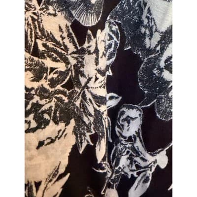H&M Women's Floral Blouse Oversized Relaxed Short Sleeve Top Black White XS - Thumbnail 11