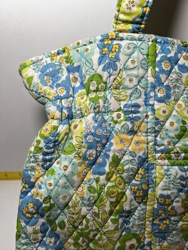 VERA BRADLEY Green Yellow Blue Petals Quilted Floral Tote Shoulder Bag Purse - Thumbnail 5